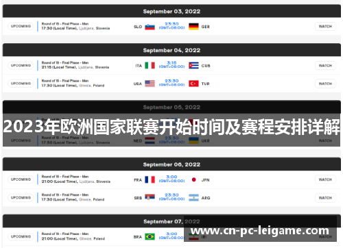 2023年欧洲国家联赛开始时间及赛程安排详解