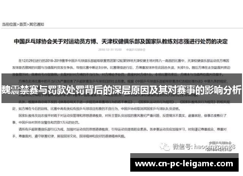 魏震禁赛与罚款处罚背后的深层原因及其对赛事的影响分析 魏震禁赛与罚款处罚背后的深层原因及其对赛事的影响分析